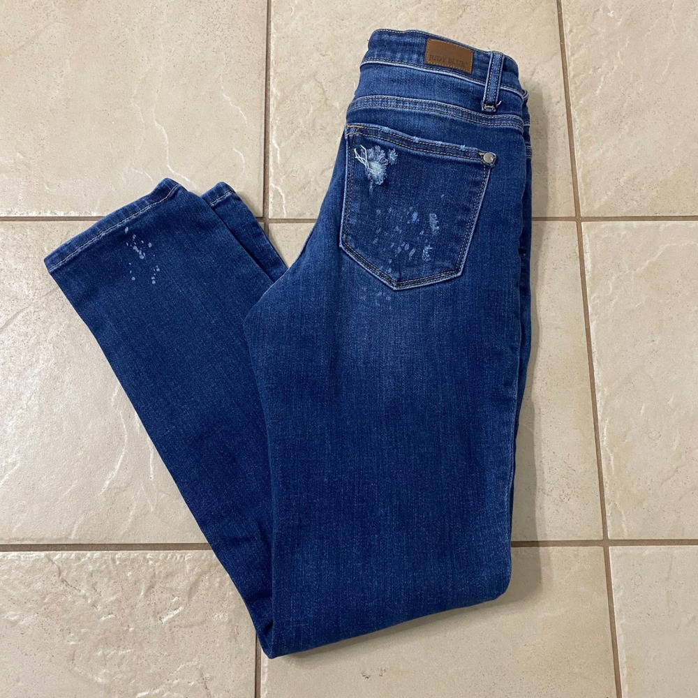 Judy Blue Los Angeles Womens Jeans‎ Size 125 Distressed Blue Denim Skinny Fit